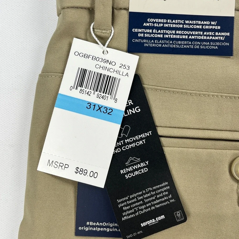 Original Penguin Munsingwear Performance Stretch Golf Pant 31x32 Men Khaki NWT